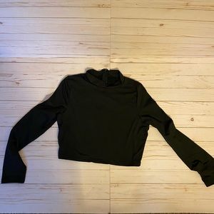 Black Long Sleeve Crop Top Sz XL
